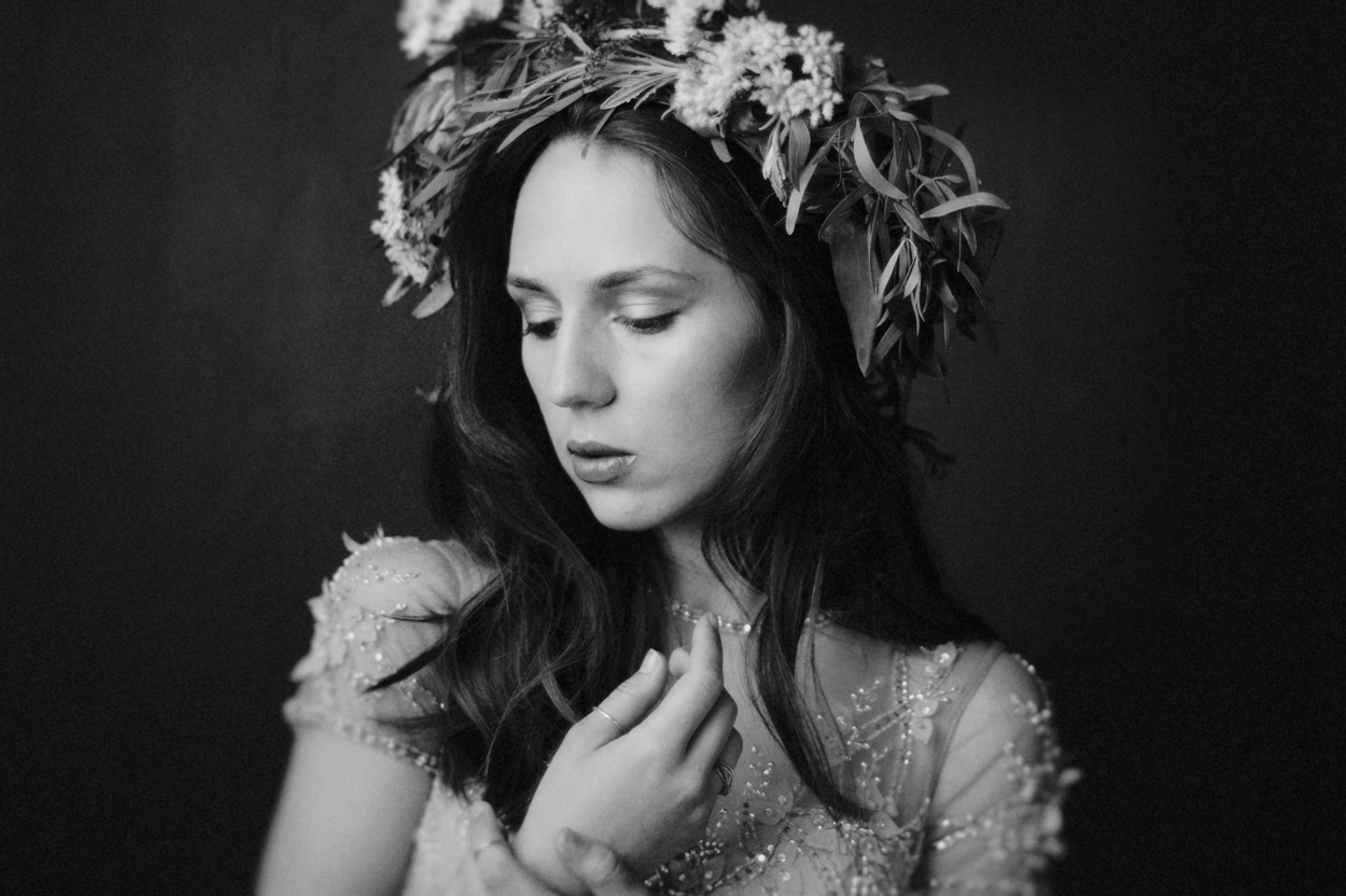 blackandwhiteflowercrown Baltimore Portrait Photography